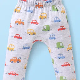 Babyhug Cotton Knit Full Length Diaper Pants Striped & Car Printed Pack of 3 - Multicolour image 2