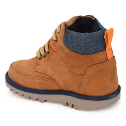 TUSKEY Patched & Lace Up High Ankle Boots - Tan Brown image 3