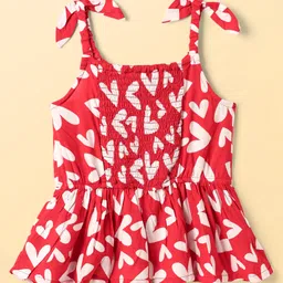 pine kids Babyhug Woven Sleeveless Top With Heart Print - Red image 2