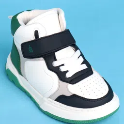 Pine Kids Casual Shoes with Velcro Closure & Tape Design - White & Green image 3