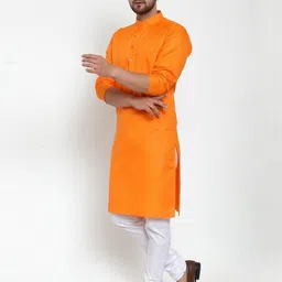 B BEN Men Orange Kurta Sets image 3