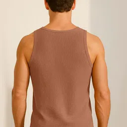 Organic Chics Waffle-Textured Tank WaffleVest-Brown_S image 2