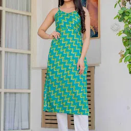 Meeranshi Geometric Printed Shoulder Straps Kurti-picture-39
