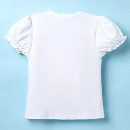 Babyoye Interlock Knit Dungaree & Half Sleeves T-Shirt With Teddy Bear Print - White image 4