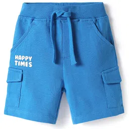 Babyhug Single Jersey Knit Half Sleeves T-Shirt & Shorts Set with Tropical Theme & Rainbow Print - Blue image 4