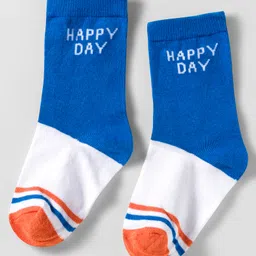 Cute Walk by Babyhug Knit Ankle Length Anti Bacterial Socks With Smiley Face Design Pack Of 3 - White & Blue image 4