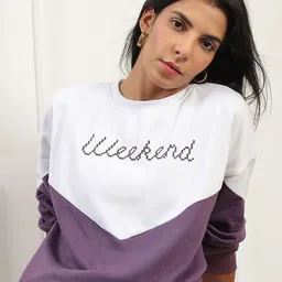 Globus Assorted Women Colourblocked Round Neck Long Sleeves Cotton Pullover Sweatshirt-image-79