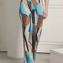 Tromko Women Printed Relaxed High-Rise Bootcut Trousers-image-2