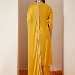 Janasya Women Embroidered Kurta with Trousers & Dupatta image 5