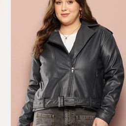 Sztori Plus Size Lapel Collar Biker Jacket-picture-5