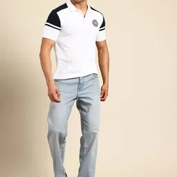 United Colors of Benetton Brand Logo Print Contrast Shoulder Sleeves Polo Collar T-shirt image 4