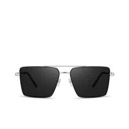 SPADEACES Unisex Black Lens & Silver-Toned Aviator Sunglasses with image 2