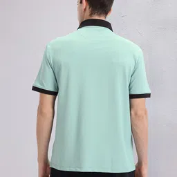 HRX by Hrithik Roshan Contrast Polo Collar T-shirt with Reflective Brand Logo Detail image 4