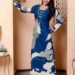 NAVYAAZRI Women Ethnic Motifs Printed Regular Thread Work Pure Cotton Kurta with Palazzos image 4