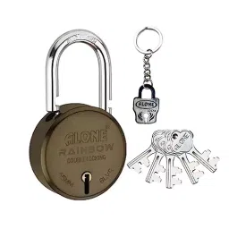 ALONE LOCKS Rainbow 65 mm Alloy Steel Brass Antique 5 Keys Double Locking Padlock image 1