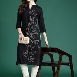 Indo Era Floral Embroidered Thread Work Floral Kurta-picture-15