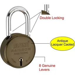 ALONE LOCKS Rainbow 65 mm Alloy Steel Brass Antique 5 Keys Double Locking Padlock image 2