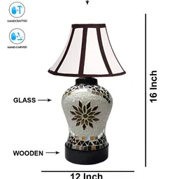 Devansh Off White Glass Traditional Frusturical Shaped Table Lamp image 4