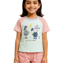 POP STREET KIDS Girls Printed Round Neck T-Shirt With Shorts-image-6