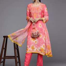 Biba Women Pink Paisley Printed Kurta with Trousers & With Dupatta-picture-15