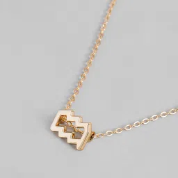 Peora Gold Plated Aquarius Horoscope Zodiac Sign Pendant & Bracelet Combo image 3