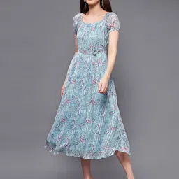 Miss Chase Floral Print Georgette Fit & Flare Midi Dress image 5