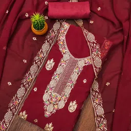 rangtulika ethnics Rangtulika Floral Embroidered Zari Unstitched Dress Material-picture-30