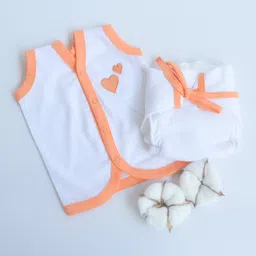 Yellow Doodle 100% Organic Cotton Sleeveless Everyday Essential Vest And Cloth Nappy Orange Hearts Print - Multicolor-picture-14