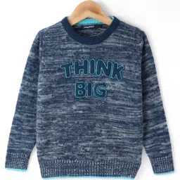 Wingsfield Full Sleeves Typography Embroidered Sweater - Blue-image-54