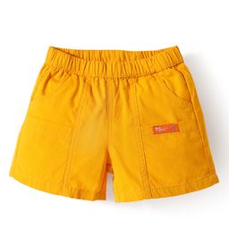 kookie kids india Kookie Kids Woven Tussar Hot Shorts With Fabric Patch & Front Pockets - Yellow-picture-36