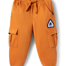 Babyhug French Terry Knit Full Length Lounge Pant With Text Patch - Brown-picture-26