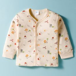 Tango Fleece Knit Full Sleeves Jhabla with Jungle Theme Print - Peach-picture-32