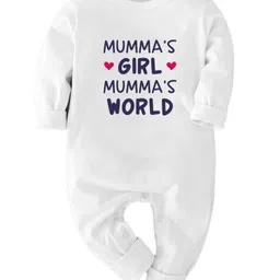 Zeezeezoo 100% Cotton Knit Family Theme Full Sleeves Mummas Girl Text Printed Romper - White-picture-22