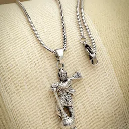 Sanjog Silver-Plated Hanumanji Pendant With Chain-picture-11