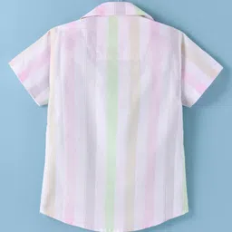 Dapper Dudes Half Sleeves Striped Shirt With Attached Tee - Light Green image 3