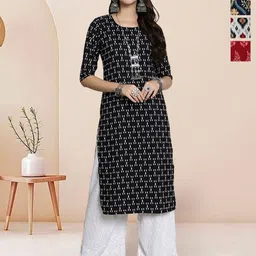 7Threads Selection Of 4 Ethnic Motifs Printed Round Neck Straight Kurta-picture-29