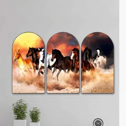 SAF Multicoloured Set of 3 Piece MDF Birds and Animals Wall Paintings image 4