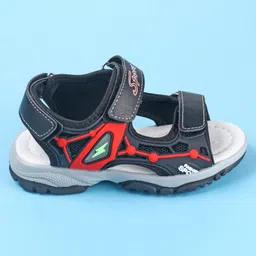 Cute Walk by Babyhug Slip On Sandals with Sports Print & Velcro Closure - Black image 4