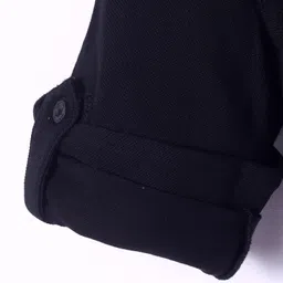 UCB Cotton Knit Full Sleeves Solid Color Shirt - Black image 4