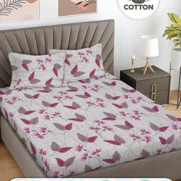Myntra Elegant Homes Grey & Purple Printed 300 TC King Bedsheet Set 2.50 m x 2.25 m-picture-28