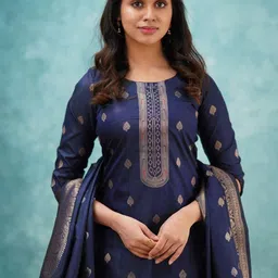 YAMUNE Women Ethnic Motifs Regular Kurta with Trousers & With Dupatta image 2