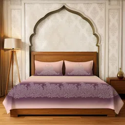 URBAN SPACE Ruhani Mauve Printed Pure Cotton 300 TC King Bedsheet Set 1.98 m x 1.82 m image 5