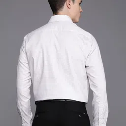 Louis Philippe Pure Cotton Classic Fit Grid Tattersall Checks Opaque Formal Shirt image 4