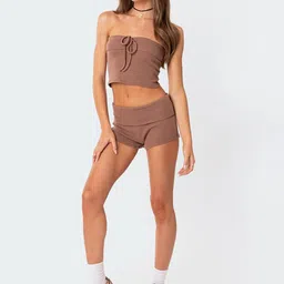 LULU & SKY Strapless Crop Top With Shorts Co-Ords image 4