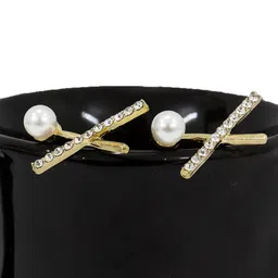 FIMBUL Gold-Plated Geometric Shaped Pearls Studs Earrings-image-46