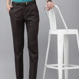 Park Avenue Men Checked Formal Trousers-picture-35