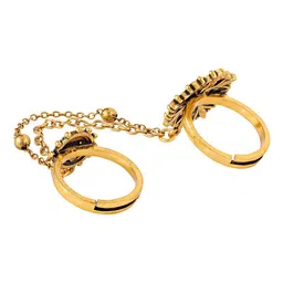 Voylla Gold-Plated Fringes Stay Connected Statement Ring image 3