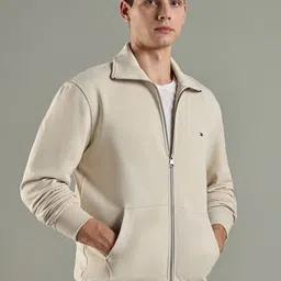Tommy Hilfiger Men Mock Collar Pure Cotton Solid Casual Bomber Jacket image 3