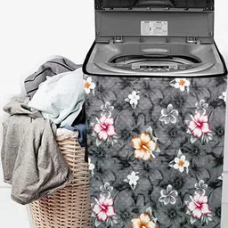 The Furnishing Tree Washing Machine Cover Floral Grey Compatible for Samsung 7 Kg Fully-Automatic T image 2