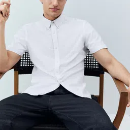 NEXT Men Oxford Weave Casual Shirt-image-4